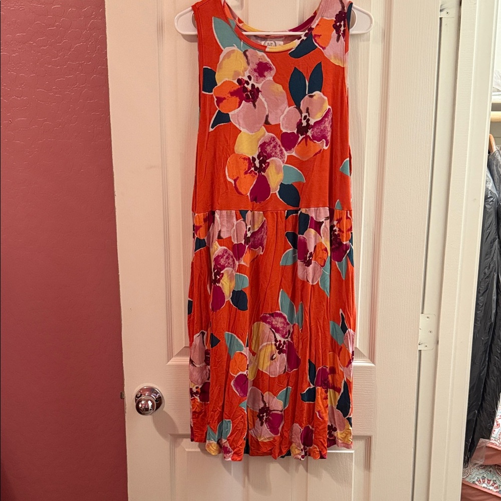 Maurices Vibrant Floral Midi Dress - Orange and Pink